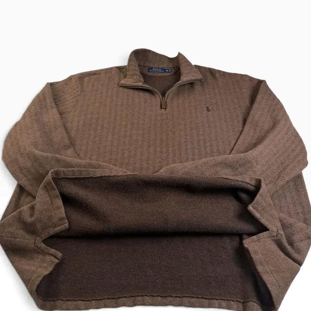 Chocolate Brown Polo Ralph Lauren Pullover Quarter Zip XL